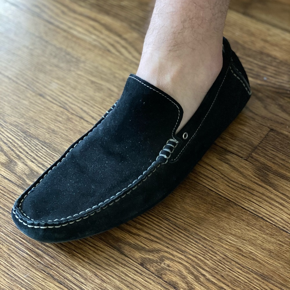 Men’s black suede loafers